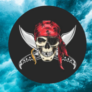 Piraten-Schädel-Kreuzknochen Runder Aufkleber