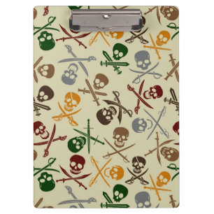 Piraten-Schädel mit gekreuzten Schwertern Klemmbrett