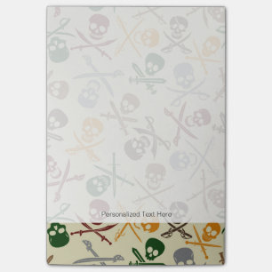 Piraten-Schädel mit gekreuzten Schwertern Post-it Klebezettel