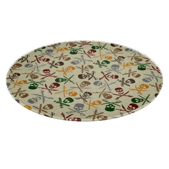 Piraten-Schädel mit gekreuzten Schwertern Schneidebrett (Ecke)