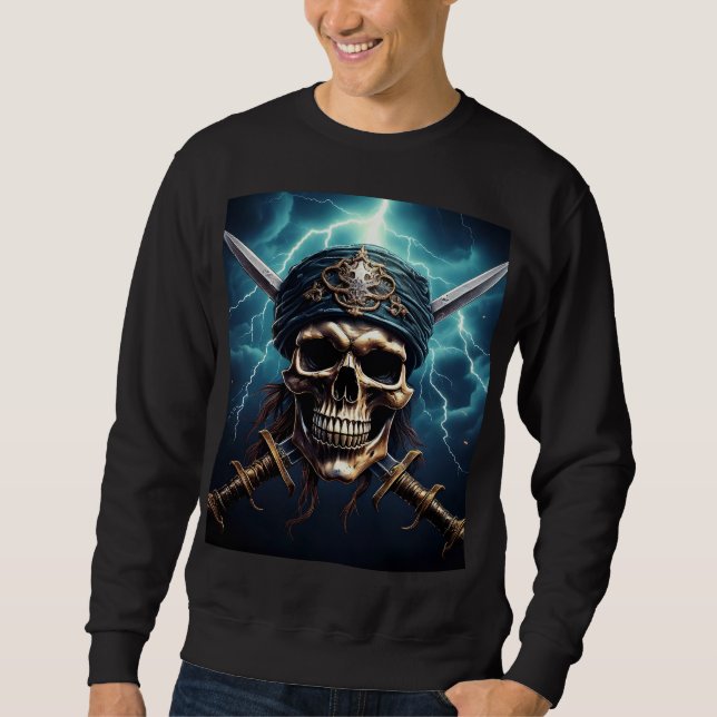 Piraten-Schädel mit Schwertern Sweatshirt (Vorderseite)