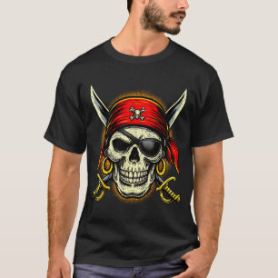 Piraten-Schädel und Kreuzknochen Skelett Halloween T-Shirt