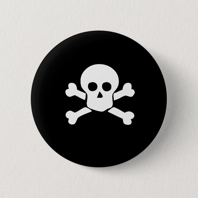 Piraten-Schädel- und Kreuzknochenknopf Button (Vorderseite)