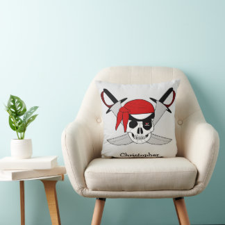 Piraten-Schädel-Und-Schwerter-Design Personalisier Kissen