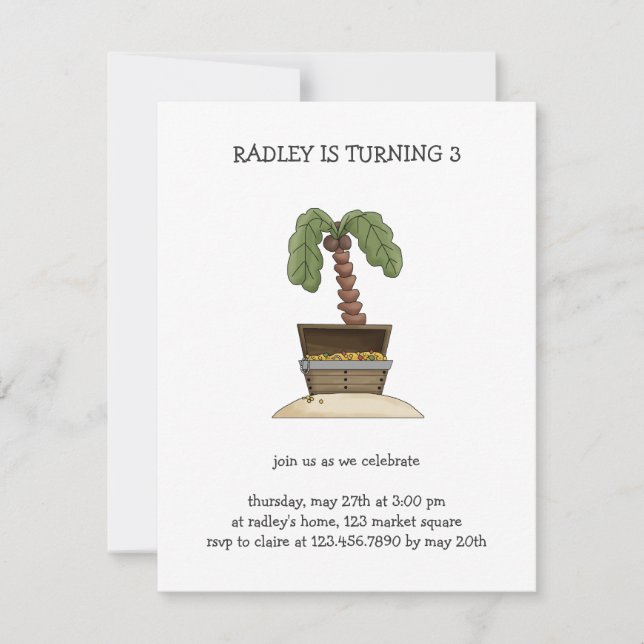 Piraten ・ Schatztruhe Einladung (Vorderseite)