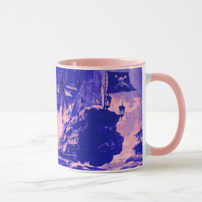 PIRATEN SCHIFF BATTLE / blau lila Tasse (Rechts)