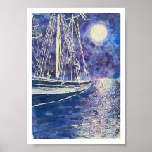 Piraten Schiff im Mondlicht