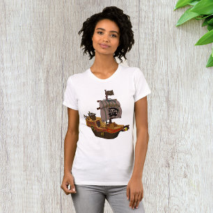Piraten-Schiff mit Totenkopfflagge T-Shirt