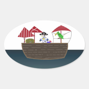 Piraten Schiff Ovaler Aufkleber