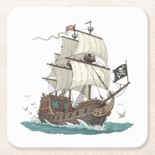 Piraten Schiff Rechteckiger Pappuntersetzer