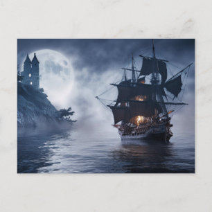 Piraten Schiff und Burg Postkarte