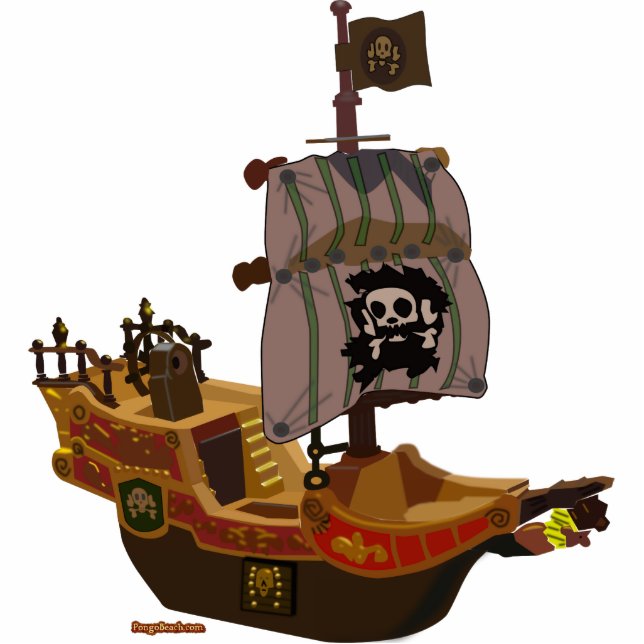 Piraten-Schiffs-Skulptur Freistehende Fotoskulptur (Vorne)