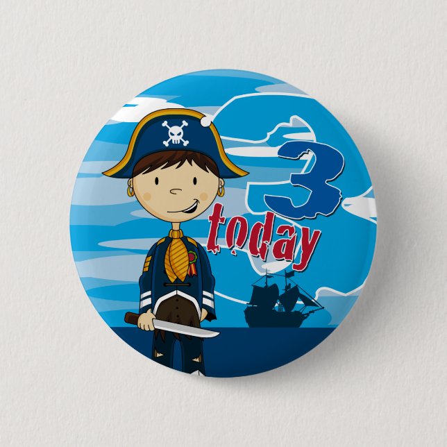 Piraten-Schiffs-Szenen-3. Button (Vorderseite)