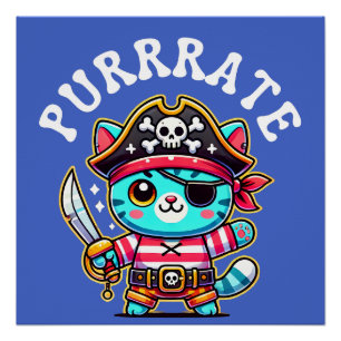 Piraten-Shirts Cat Lover Geschenk gerader Schn Poster