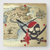 Piraten-Skull Island-Standort-Wanduhr