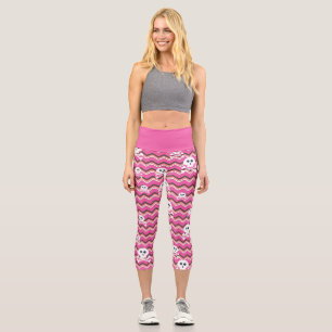Piraten Skulls Pink Capri Leggings