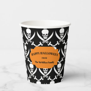 Piraten Skulls und Knochen Happy Halloween Pappbecher