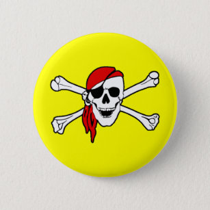 Piraten-Totenkopf mit gekreuzter Knochen-Knopf Button