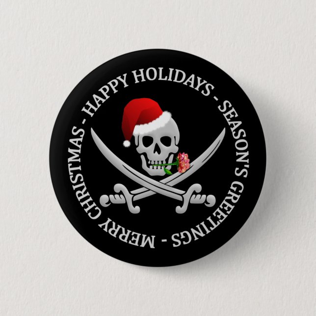 Piraten-Weihnachtsknopf Button (Vorderseite)