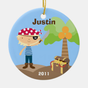 Piraten-Weihnachtsverzierung Keramikornament