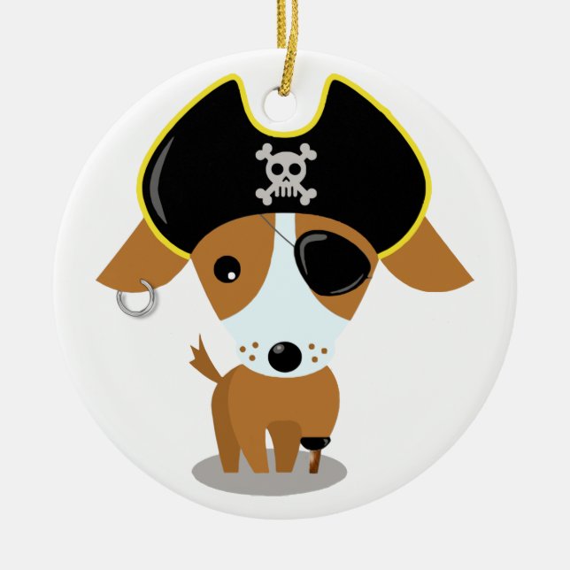 Piraten-Welpe Keramik Ornament (Vorne)