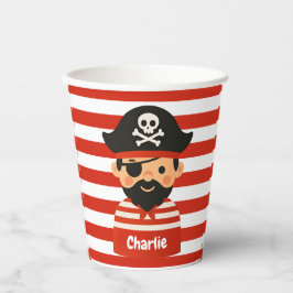 Piratenbecher mit Namen Stripy Sailor Pappbecher