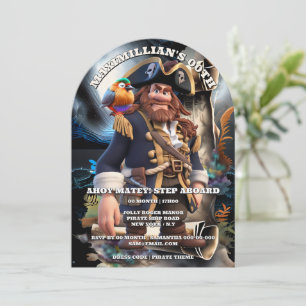 Piratencapitän Scroll Island Boys Thema Geburtstag Einladung
