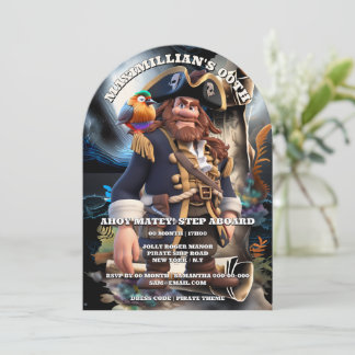 Piratencapitän Scroll Island Boys Thema Geburtstag Einladung