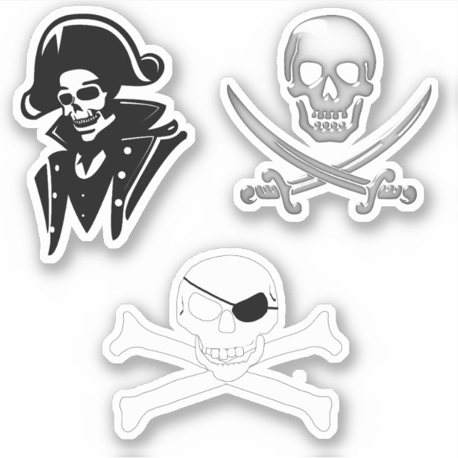 Piratencaptain Jolly Roger  Aufkleber (Vorderseite)