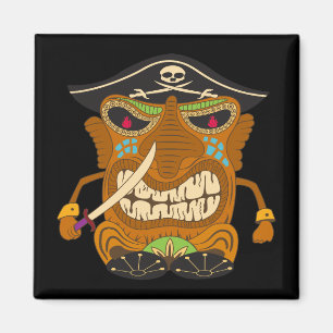 Piratencaptain, Tiki-Statue, Lustig Schwarz Magnet