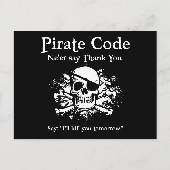 Piratencode: Vielen Dank Postkarte (Vorderseite)