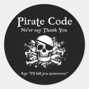 Piratencode: Vielen Dank Runder Aufkleber