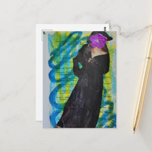 Piratendame mit violetter Blumen-Gesicht Mixed Med Postkarte