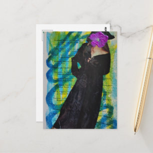 Piratendame mit violetter Blumen-Gesicht Mixed Med Postkarte