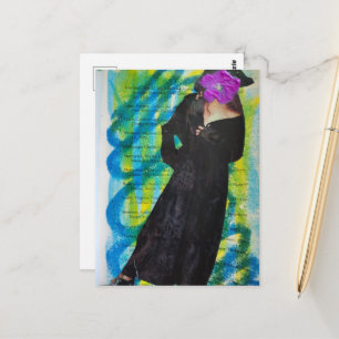 Piratendame mit violetter Blumen-Gesicht Mixed Med Postkarte