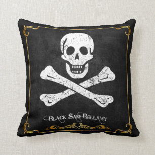 Piratenfahne "Black Sam Bellamy Skull & Bones" Kissen