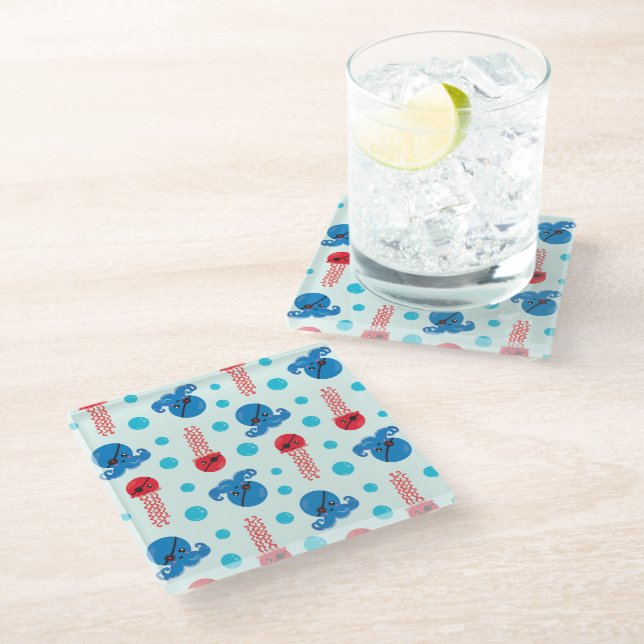 Piratenfisch, Seeteufel, Meerestiere Glasuntersetzer (Schrägansicht)