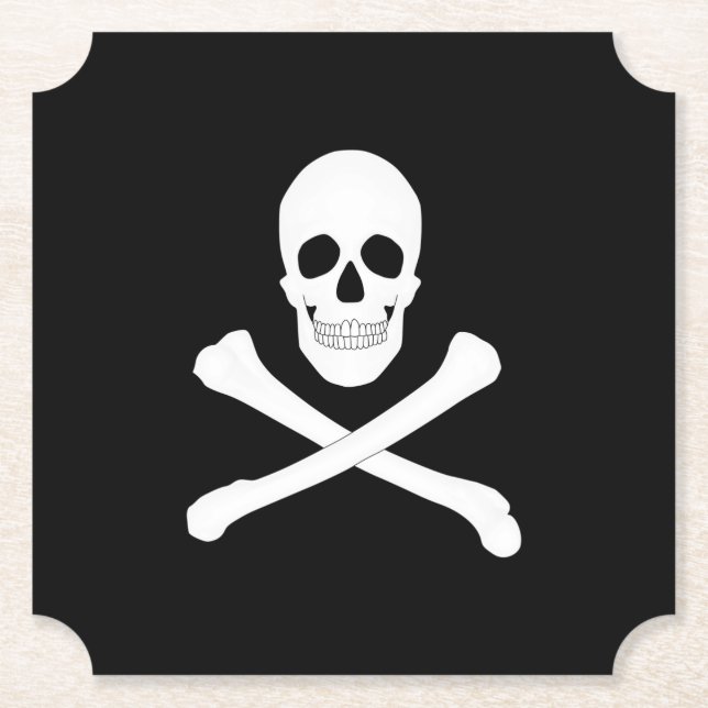 Piratenfisch (Skull und Crossbones) (Piratenflagge Untersetzer (Vorderseite)