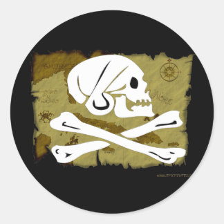 Piratenflagge #4 runder aufkleber