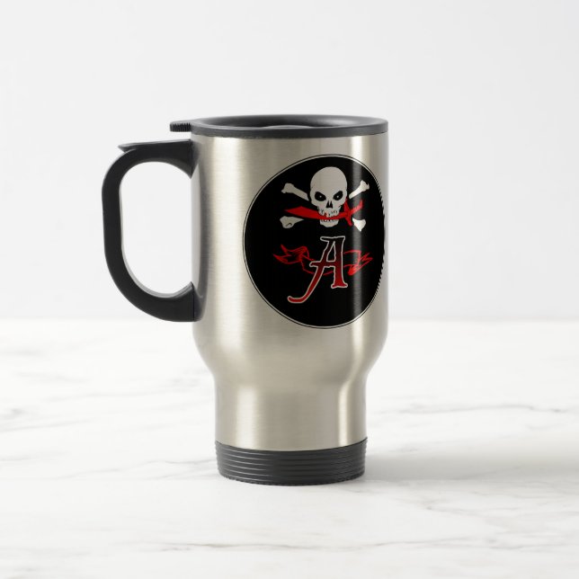 Piratenflagge A Monogramm Reisebecher (Links)