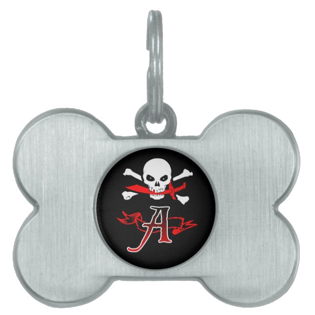 Piratenflagge A Monogramm Tiermarke (Vorderseite)