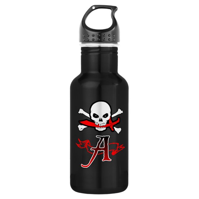 Piratenflagge A Monogramm Trinkflasche (Vorderseite)
