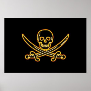 Piratenflagge der leuchtenden Piratenflagge Poster
