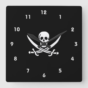 Piratenflagge der Piratenflagge Quadratische Wanduhr