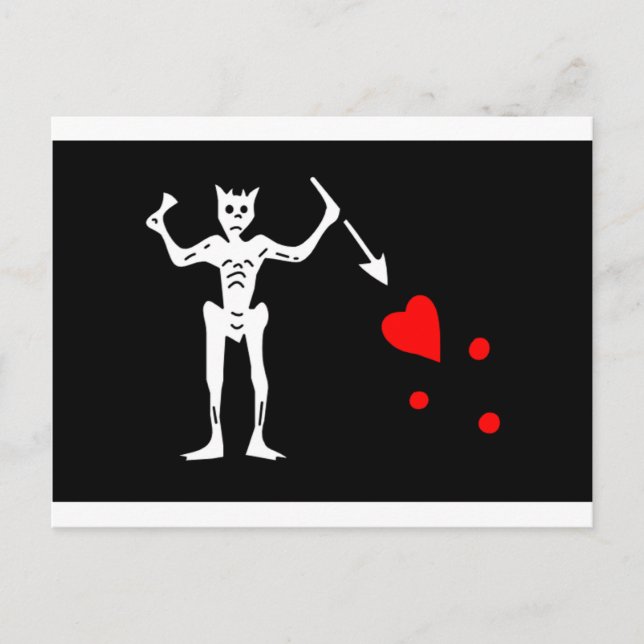 Piratenflagge Edward Teach Postkarte (Vorderseite)