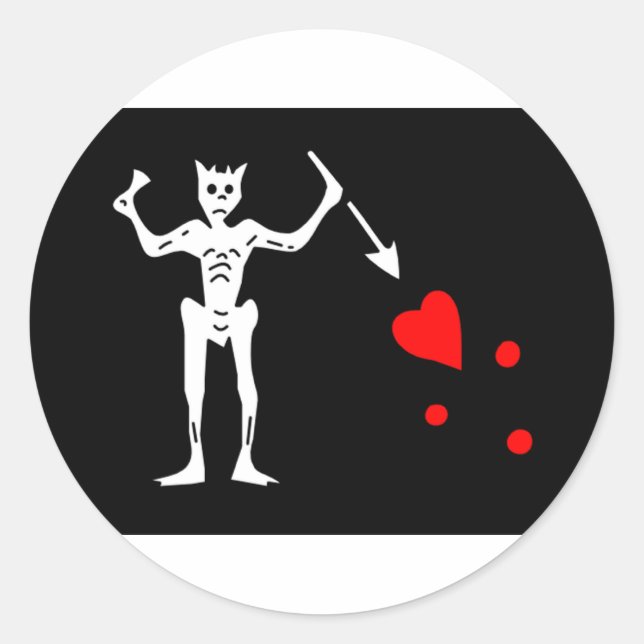 Piratenflagge Edward Teach Runder Aufkleber (Vorderseite)