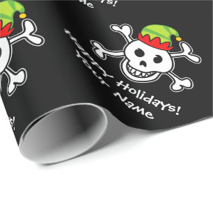 Piratenflagge Elf Schädel lustige Weihnachtsfeier Geschenkpapier