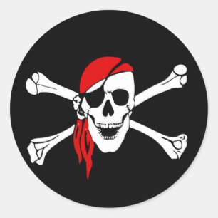 Piratenflagge entbeint Schädelgefahr Runder Aufkleber