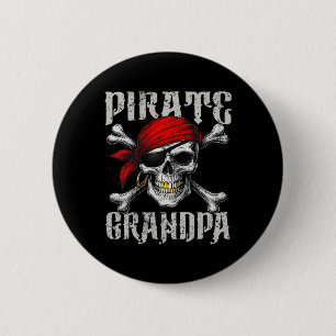 Piratenflagge Grandpa Piratenflagge und Skull Cros Button