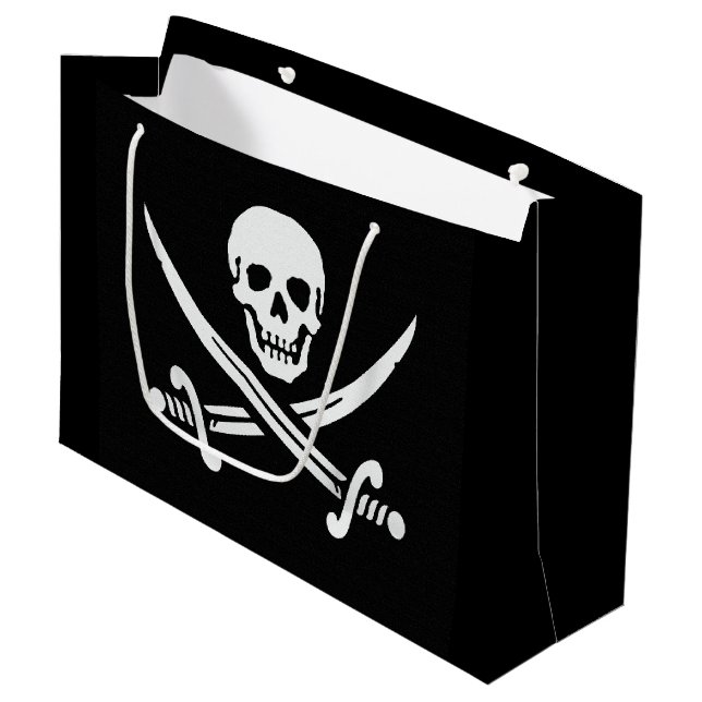 Piratenflagge Große Geschenktüte (Vorderseite Schrägansicht)